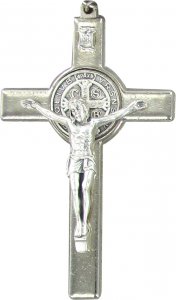 Copertina di 'Croce San Benedetto in metallo nichelato - 7,5 cm'