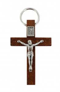 Copertina di 'Croce in legno color palissandro con Cristo - 3,5 cm'