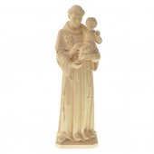 Statua sacra in legno naturale "Sant'Antonio di Padova" con Bambinello benedicente - altezza 30 cm