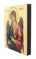 Immagine di 'Icona Arcangelo Gabriele dipinta a mano su legno con fondo orocm 16x19'