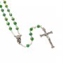 Rosario in cristallo smeraldo con croce in metallo color argento - grani sfaccettati 5 mm