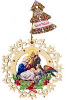 Immagine di 'Addobbo per albero di Natale in legno traforato con confezione'