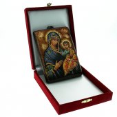 Immagine di 'Icona bizantina dipinta a mano "Madre di Dio Hodighitria-Smolenskaja" - 14x10 cm'