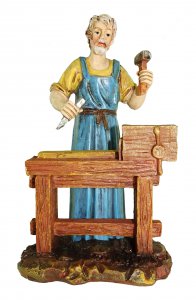 Copertina di 'Statuine presepe: Falegname al banco di lavoro linea Martino Landi per presepe da cm 10'