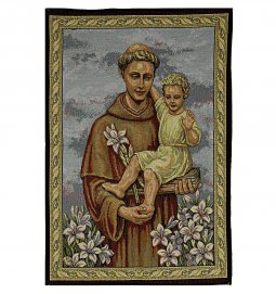 Copertina di 'Arazzo sacro "Sant'Antonio con il Bambino e il giglio" - dimensioni 70x50 cm'