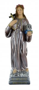 Copertina di 'Statua Santa Rosalia in gesso madreperlato dipinta a mano - 30 cm'