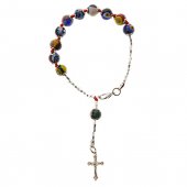 Bracciale rosario con grani colorati in vetro di Murano - grani tondi 7mm