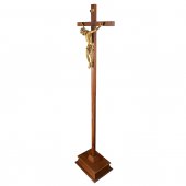 Immagine di 'Croce astile in legno con Cristo bronzato - dimensioni 183x47 cm'