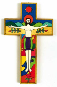 Copertina di 'Croce in legno "Ges vincitore, risorto" - altezza 15 cm'