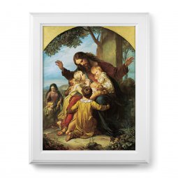 Copertina di 'Quadro "Ges con i bambini" con lamina oro e cornice con decorazione a sbalzo'