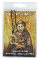 Medaglia resinata San Francesco con laccio in blister con preghiera