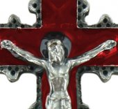 Immagine di 'Croce in metallo con smalto rosso - 5 cm'