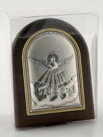 Immagine di 'Iconcina in lamina d'argento e legno "Cresima" - dimensioni 8x6 cm'