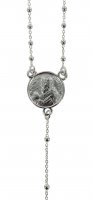 Immagine di 'Rosario San Pio in argento 925 con grani tondi da  1,5 mm su catena con moschettone'