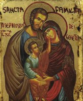 Immagine di 'Icona Sacra Famiglia, produzione greca su legno - 8 x 6,5 cm'