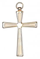 Croce in metallo dorato con smalto bianco - 7 cm
