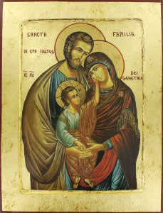 Copertina di 'Icona Sacra Famiglia, produzione greca su legno - 31,5 x 24 cm'