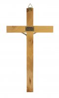 Immagine di 'Crocifisso da parete in legno ulivo con Cristo in metallo ossidato - 20 cm'