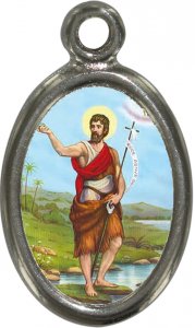 Copertina di 'Medaglia San Giovanni Battista in metallo nichelato e resina - 1,5 cm'