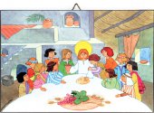Regalo Comunione: Quadretto Ultima Cena per bambini stampa su legno - 14 x 10 cm