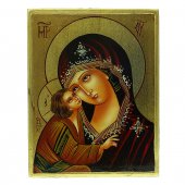 Icona bizantina dipinta a mano "Madre di Dio Donskaja" - 18x14 cm