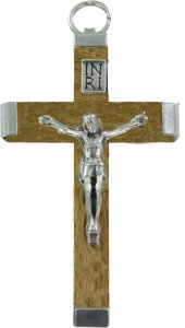 Copertina di 'Croce in legno naturale con retro in metallo - 4,3 cm'