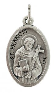 Copertina di 'Medaglia San Francesco ovale in metallo ossidato mm 20'