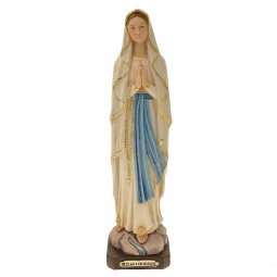 Copertina di 'Statua in resina dipinta a mano "Madonna di Lourdes" - altezza 32 cm'