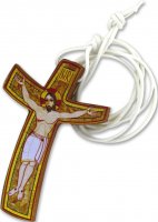 Immagine di 'Croce della Misericordia di Padre Rupnik cm 6,5x4,2 con cordone bianco'