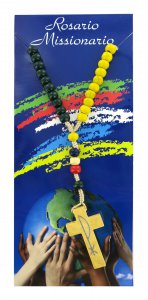 Copertina di 'Rosario missionario, legatura in seta e grani in legno ( 5 mm)'