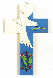 Copertina di 'Croce in legno "Colomba della Pace" - altezza 25 cm'