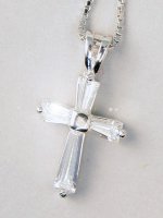 Collana in argento e zirconi con croce stilizzata