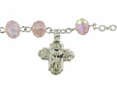 Immagine di 'Braccialetto-rosario con 11 grani di colore rosa e croce'