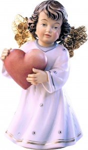 Copertina di 'Statuina dell'angioletto con cuore, linea da 10 cm, in legno dipinto a mano, collezione Angeli Sissi - Demetz Deur'