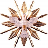 Spirito Santo tiglio con raggi - Demetz - Deur - Statua in legno dipinta a mano. Altezza pari a 40 cm.