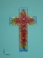 Croce con vetri colorati - altezza 21 cm