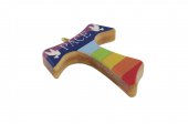 Immagine di 'Croce Tau in legno di ulivo dipinta con colori arcobaleno - 4 cm'