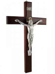 Copertina di 'Croce in legno di faggio con Cristo in metallo'