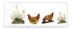 Copertina di 'Statuine animali presepe: set 4 statuette oche e galline, in resina dipinta a mano (circa 2,5 cm)'