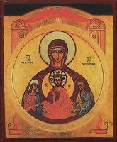 Immagine di 'Icona degli sposi - Nostra Signora dell'Alleanza, produzione greca su legno - 14 x 12 cm'