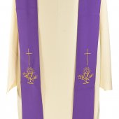 Immagine di 'Stola viola con ricamo a croce e cristogramma IHS'
