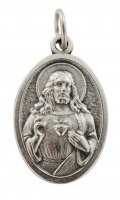 Medaglia Sacro Cuore di Ges e Cuore Immacolato di Maria in metallo ossidato - 2,5 x 1,5 cm