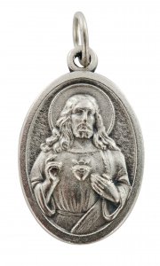 Copertina di 'Medaglia Sacro Cuore di Ges e Cuore Immacolato di Maria in metallo ossidato - 2,5 x 1,5 cm'