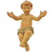 Gesù bambino in legno naturale colorato a mano - altezza 20 cm