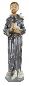 Copertina di 'Statua San Francesco in gesso madreperlato dipinta a mano - 30 cm'