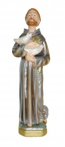 Copertina di 'Statua San Francesco in gesso madreperlato dipinta a mano - 20 cm'