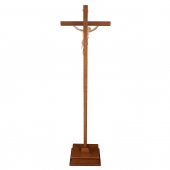 Immagine di 'Croce astile in legno con Cristo argentato - dimensioni 183x47 cm'