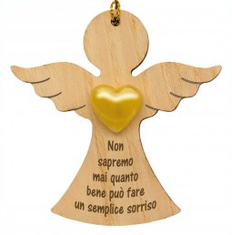 Copertina di 'Angelo dal cuore d'oro in legno "Possa il tuo angelo custode proteggerti" - altezza 9 cm'