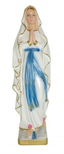 Copertina di 'Statua Madonna di Lourdes in gesso madreperlato dipinta a mano - 30 cm'