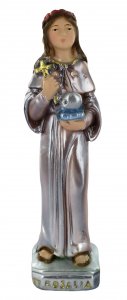 Copertina di 'Statua Santa Rosalia in gesso madreperlato dipinta a mano - 15 cm'
